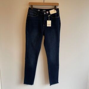 ana a new approach Womens Dark Wash High Rise Jegging Size 6 Raw Hem Stretch